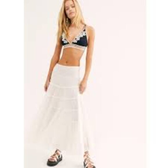 NWT! RARE! Free People Stuck In The Moment White Tiered 100% Cotton Skirt! - Picture 7 of 16